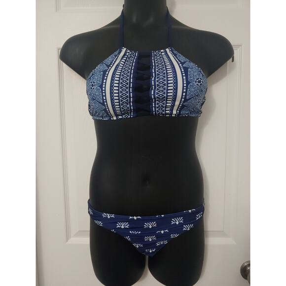 Womens Blue Halter top Bikini SZ M - Picture 1 of 3
